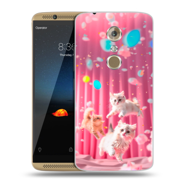 Пластиковый чехол на ZTE Axon 7 с принтом милые котики