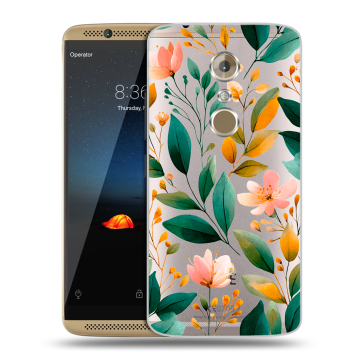 Пластиковый чехол на ZTE Axon 7 с принтом Цветы паттерн