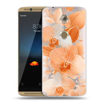 Пластиковый чехол на ZTE Axon 7 с принтом Бежевые цветы