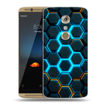 Пластиковый чехол на ZTE Axon 7 с принтом Неоновые соты
