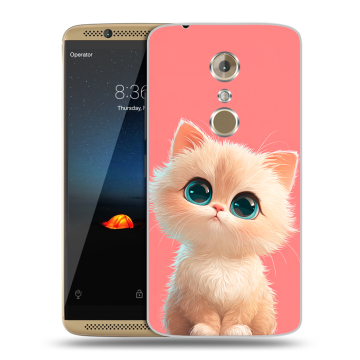Пластиковый чехол на ZTE Axon 7 с принтом Розовый котенок