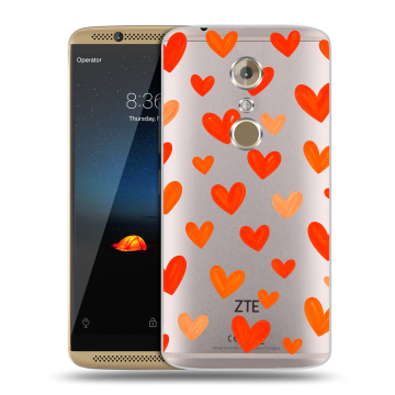 Пластиковый чехол на ZTE Axon 7 с принтом Сердечки