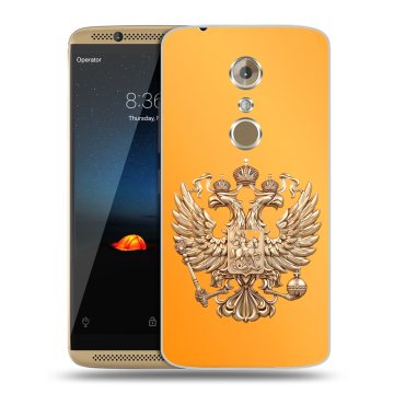 Пластиковый чехол на ZTE Axon 7 с принтом Герб Флаг России