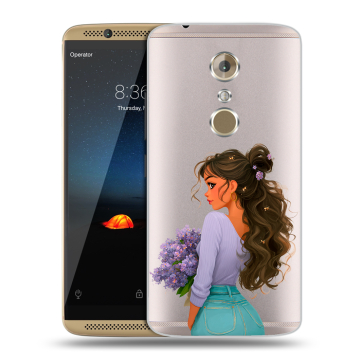 Пластиковый чехол на ZTE Axon 7 с принтом девушка цветы