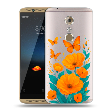 Пластиковый чехол на ZTE Axon 7 с принтом цветы бабочки