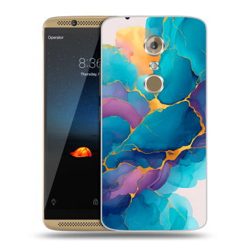 Пластиковый чехол на ZTE Axon 7 с принтом Мрамор блестки