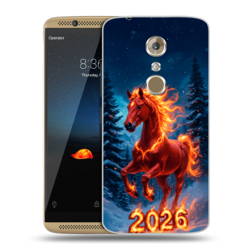 Пластиковый чехол на ZTE Axon 7 с принтом Новый год коня
