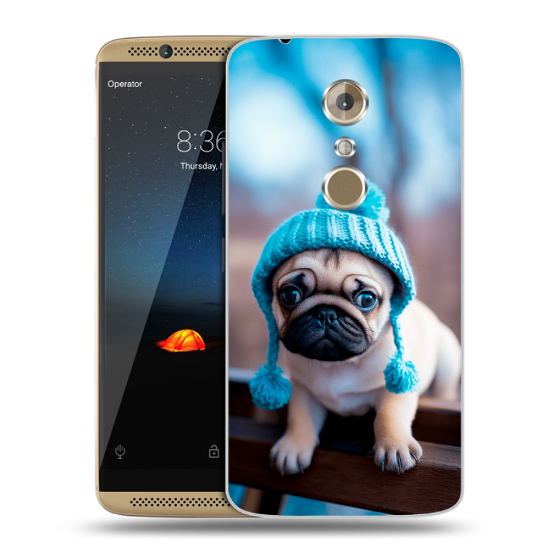 Пластиковый чехол на ZTE Axon 7 с принтом Мопс в шапке Пластиковый чехол на ZTE Axon 7 с принтом Мопс в шапке