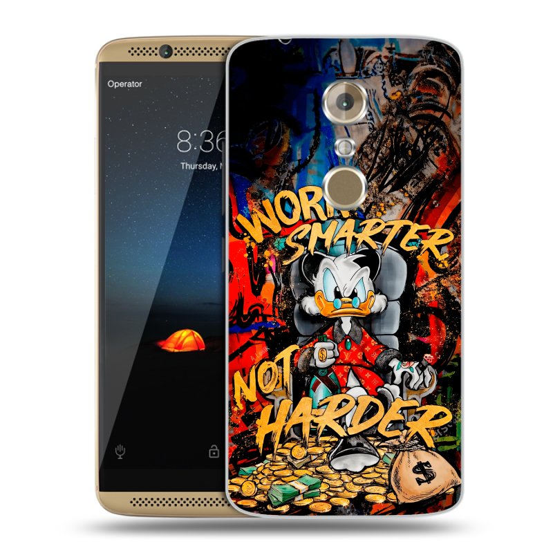 Пластиковый чехол на ZTE Axon 7 с принтом Дональд Дак Деньги Пластиковый чехол на ZTE Axon 7 с принтом Дональд Дак Деньги