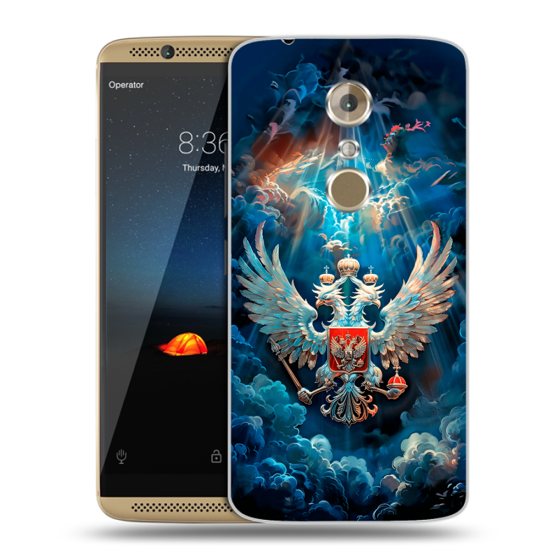 Пластиковый чехол на ZTE Axon 7 с принтом Герб флаг России Пластиковый чехол на ZTE Axon 7 с принтом Герб флаг России