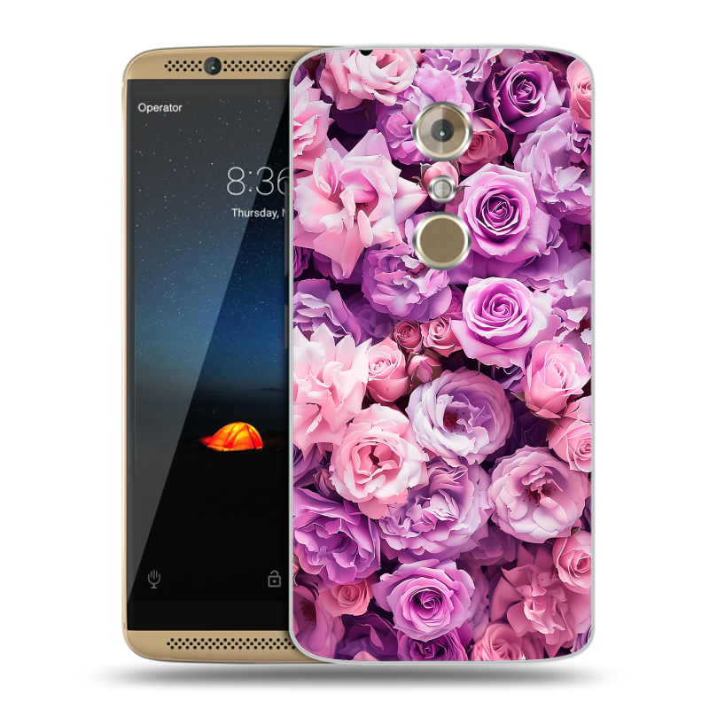 Пластиковый чехол на ZTE Axon 7 с принтом лавандовые розы Пластиковый чехол на ZTE Axon 7 с принтом лавандовые розы