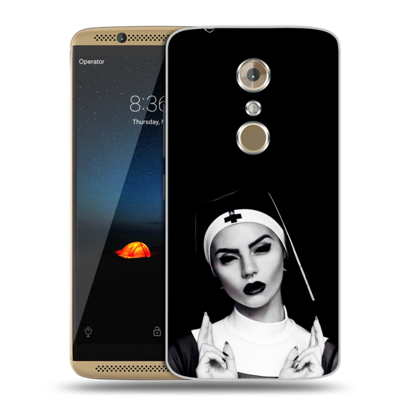 Пластиковый чехол на ZTE Axon 7 с принтом монашка Пластиковый чехол на ZTE Axon 7 с принтом монашка