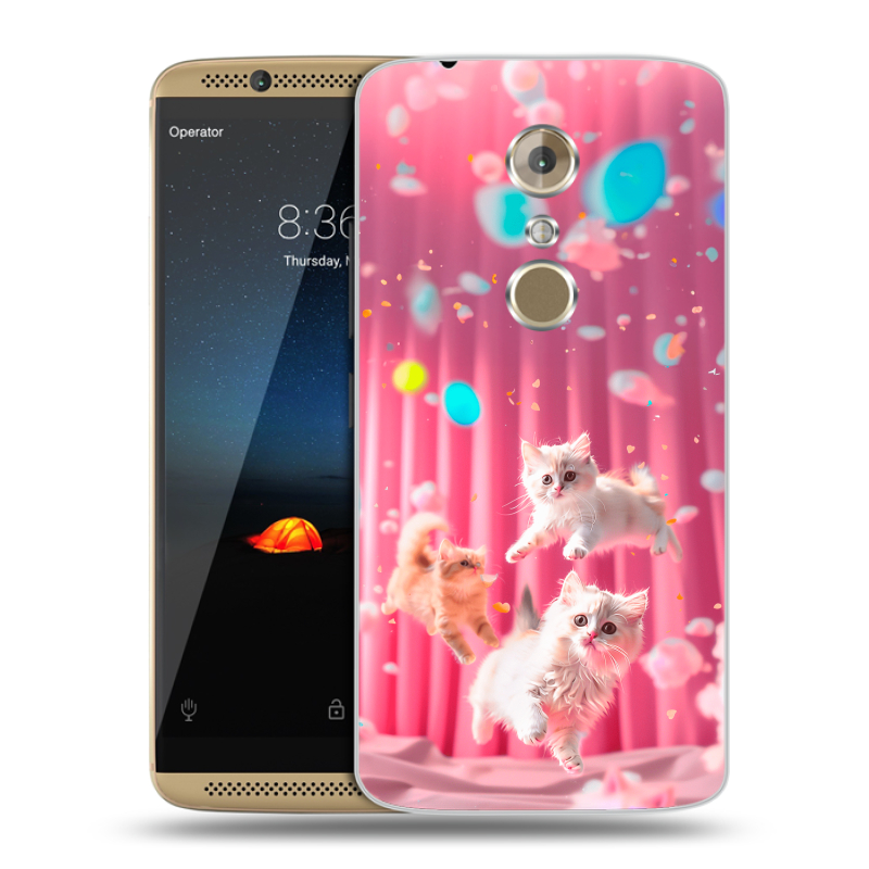 Пластиковый чехол на ZTE Axon 7 с принтом милые котики Пластиковый чехол на ZTE Axon 7 с принтом милые котики