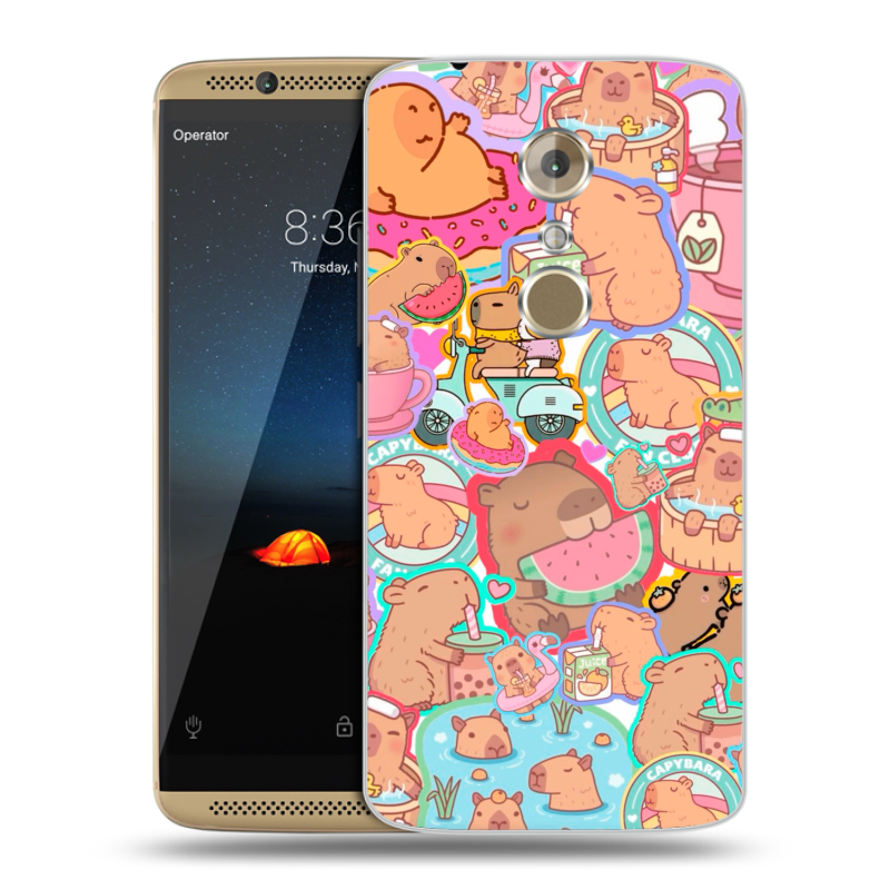 Пластиковый чехол на ZTE Axon 7 с принтом капибары Пластиковый чехол на ZTE Axon 7 с принтом капибары