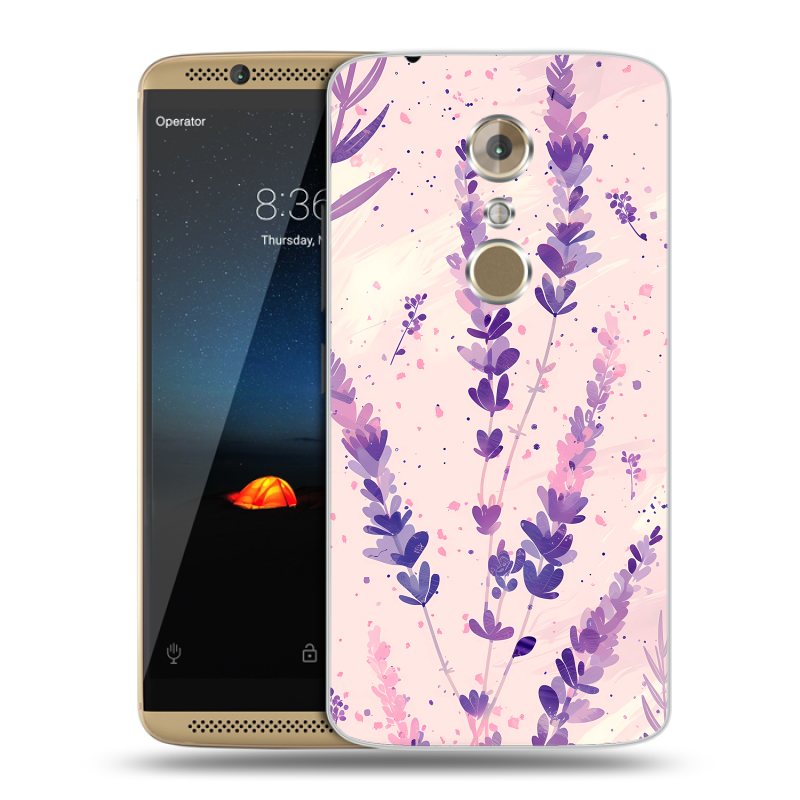 Пластиковый чехол на ZTE Axon 7 с принтом цветы лаванда Пластиковый чехол на ZTE Axon 7 с принтом цветы лаванда