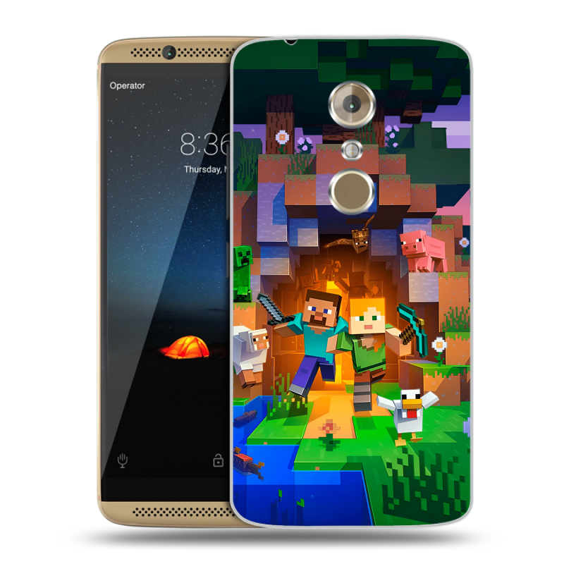 Пластиковый чехол на ZTE Axon 7 с принтом Майнкрафт Minecraft Пластиковый чехол на ZTE Axon 7 с принтом Майнкрафт Minecraft