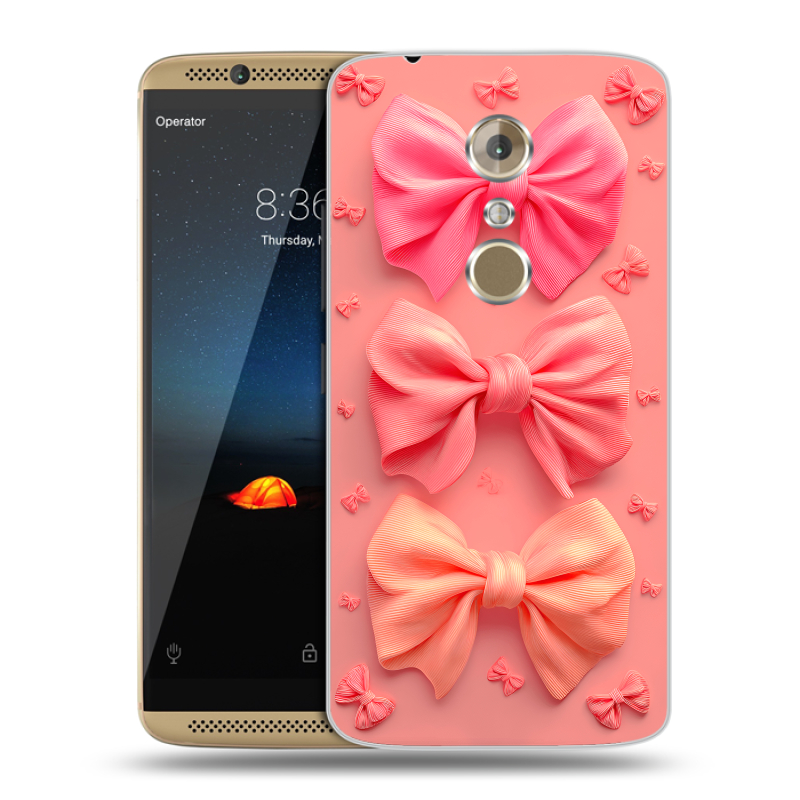 Пластиковый чехол на ZTE Axon 7 с принтом Розовые бантики Пластиковый чехол на ZTE Axon 7 с принтом Розовые бантики