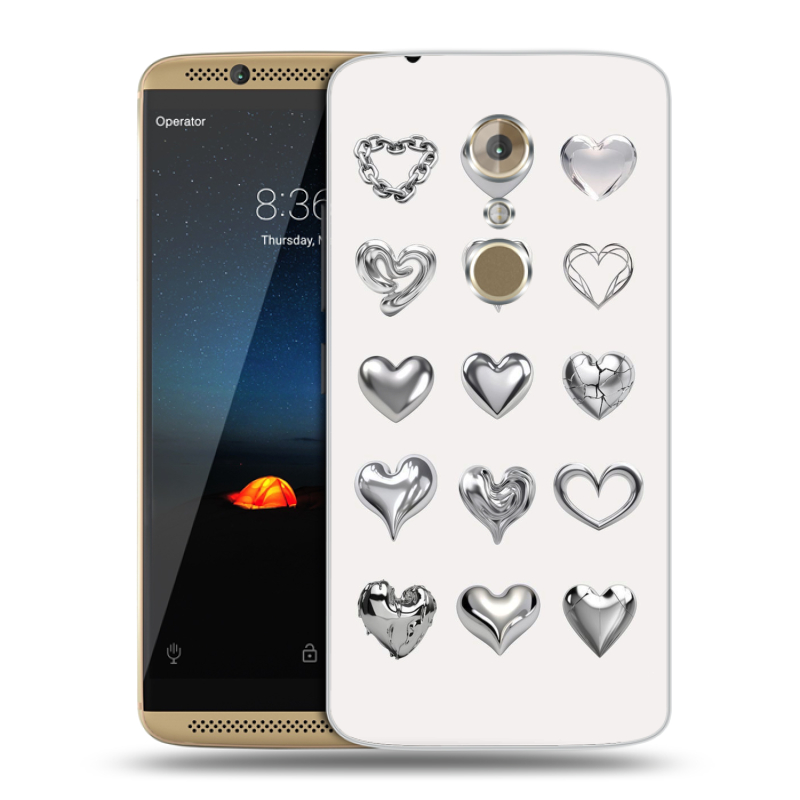 Пластиковый чехол на ZTE Axon 7 с принтом Y2K сердечки Пластиковый чехол на ZTE Axon 7 с принтом Y2K сердечки