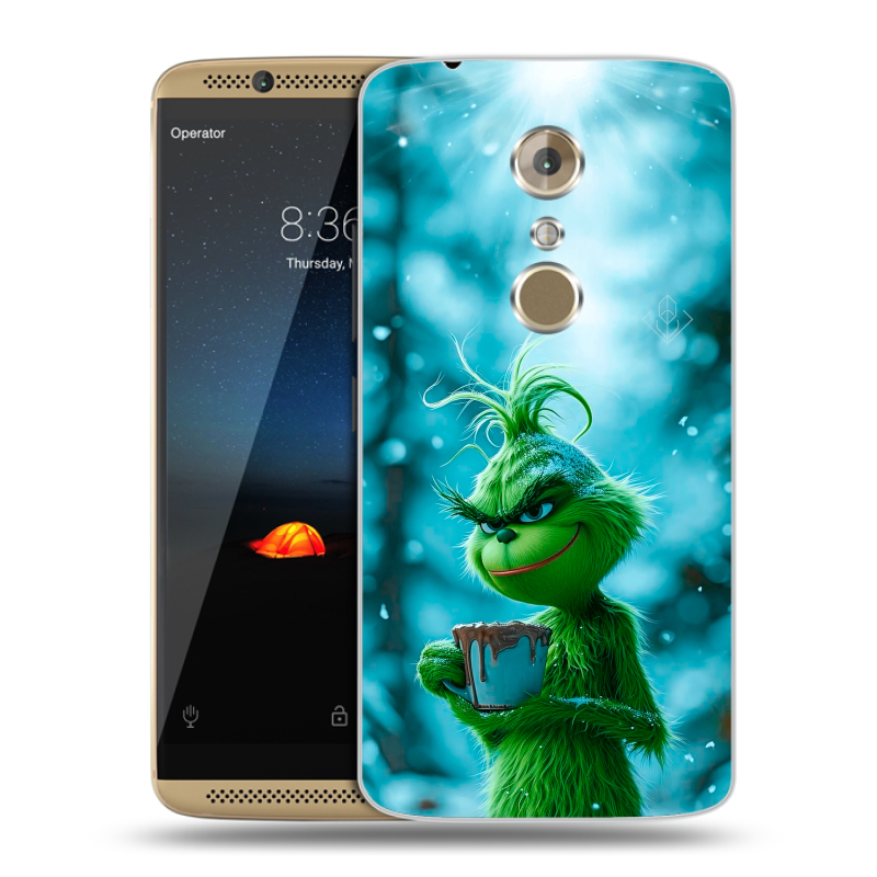 Пластиковый чехол на ZTE Axon 7 с принтом Новый год гринч Пластиковый чехол на ZTE Axon 7 с принтом Новый год гринч