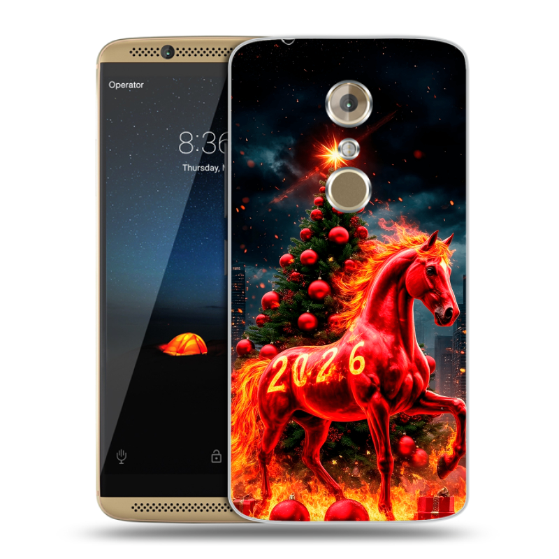 Пластиковый чехол на ZTE Axon 7 с принтом Новый год Пластиковый чехол на ZTE Axon 7 с принтом Новый год