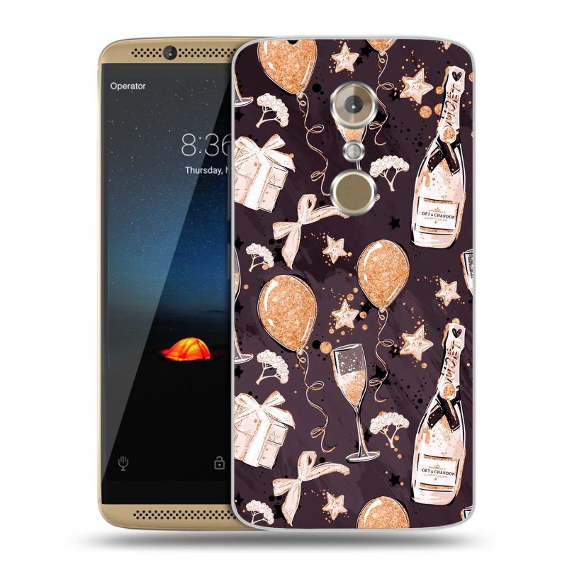 Пластиковый чехол на ZTE Axon 7 с принтом Новый год Пластиковый чехол на ZTE Axon 7 с принтом Новый год