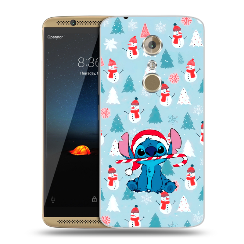 Пластиковый чехол на ZTE Axon 7 с принтом Стич Новый год Пластиковый чехол на ZTE Axon 7 с принтом Стич Новый год