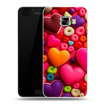 Силиконовый чехол на Samsung Galaxy C5 с принтом Сердечки Силиконовый чехол на Samsung Galaxy C5 с принтом Сердечки