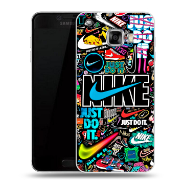 Силиконовый чехол на Samsung Galaxy C5 с принтом найк nike черный