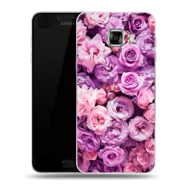 Силиконовый чехол на Samsung Galaxy C5 с принтом лавандовые розы Силиконовый чехол на Samsung Galaxy C5 с принтом лавандовые розы