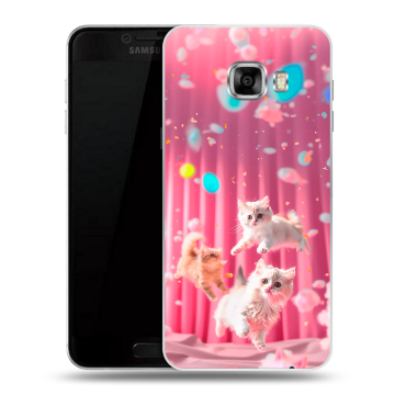 Силиконовый чехол на Samsung Galaxy C5 с принтом милые котики Силиконовый чехол на Samsung Galaxy C5 с принтом милые котики