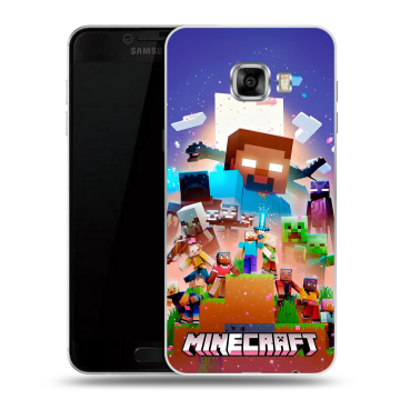 Силиконовый чехол на Samsung Galaxy C5 с принтом Майнкрафт Minecraft