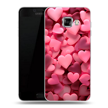 Силиконовый чехол на Samsung Galaxy C5 с принтом розовые сердечки Силиконовый чехол на Samsung Galaxy C5 с принтом розовые сердечки