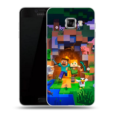 Силиконовый чехол на Samsung Galaxy C5 с принтом Майнкрафт Minecraft