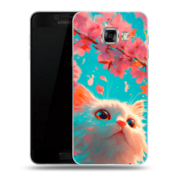 Силиконовый чехол на Samsung Galaxy C5 с принтом Красивый кот Силиконовый чехол на Samsung Galaxy C5 с принтом Красивый кот