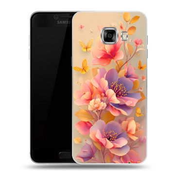 Силиконовый чехол на Samsung Galaxy C5 с принтом Цветы и бабочки Силиконовый чехол на Samsung Galaxy C5 с принтом Цветы и бабочки