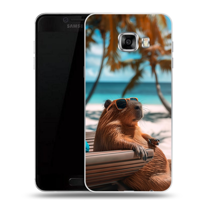 Пластиковый чехол на Samsung Galaxy C5 с принтом Капибара Пластиковый чехол на Samsung Galaxy C5 с принтом Капибара