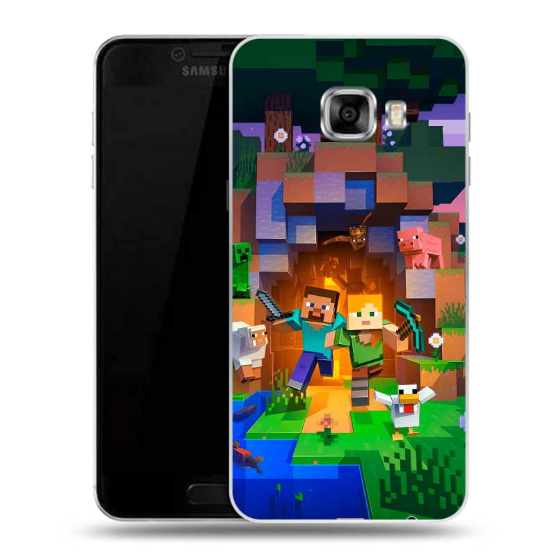 Силиконовый чехол на Samsung Galaxy C5 с принтом Майнкрафт Minecraft Силиконовый чехол на Samsung Galaxy C5 с принтом Майнкрафт Minecraft