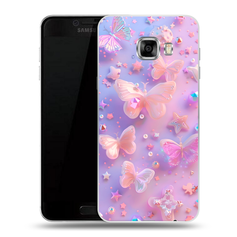 Силиконовый чехол на Samsung Galaxy C5 с принтом Бабочки Силиконовый чехол на Samsung Galaxy C5 с принтом Бабочки
