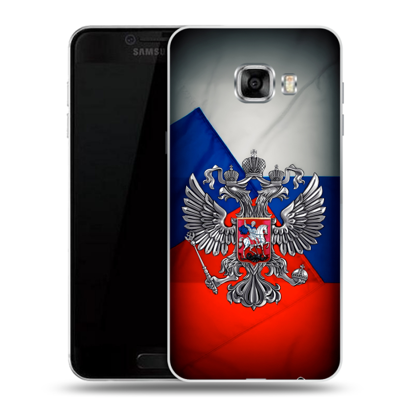 Силиконовый чехол на Samsung Galaxy C5 с принтом Флаг России Силиконовый чехол на Samsung Galaxy C5 с принтом Флаг России