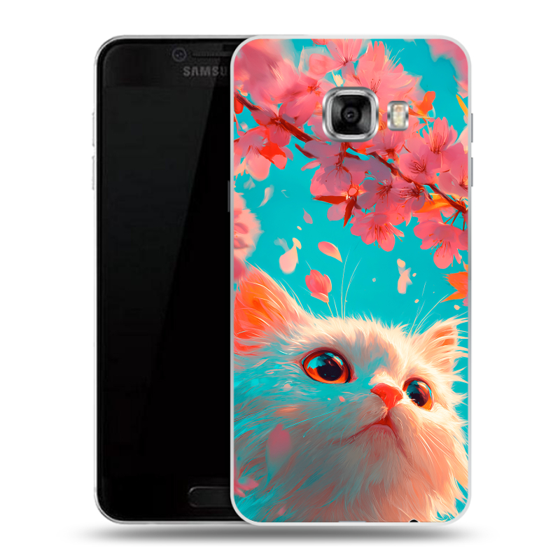 Пластиковый чехол на Samsung Galaxy C5 с принтом Красивый кот Пластиковый чехол на Samsung Galaxy C5 с принтом Красивый кот