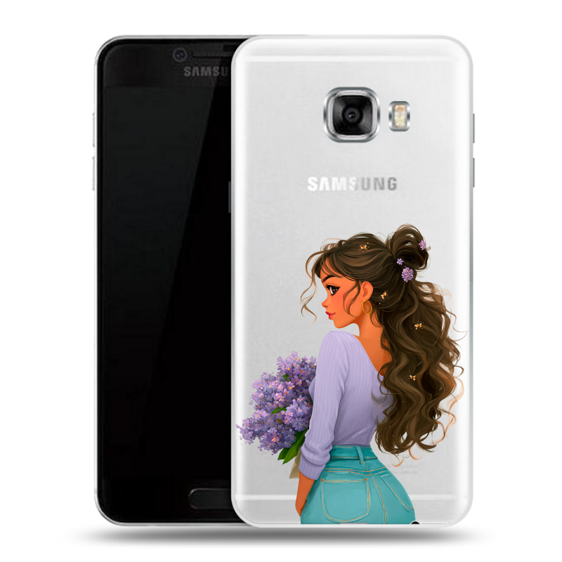 Пластиковый чехол на Samsung Galaxy C5 с принтом девушка цветы Пластиковый чехол на Samsung Galaxy C5 с принтом девушка цветы