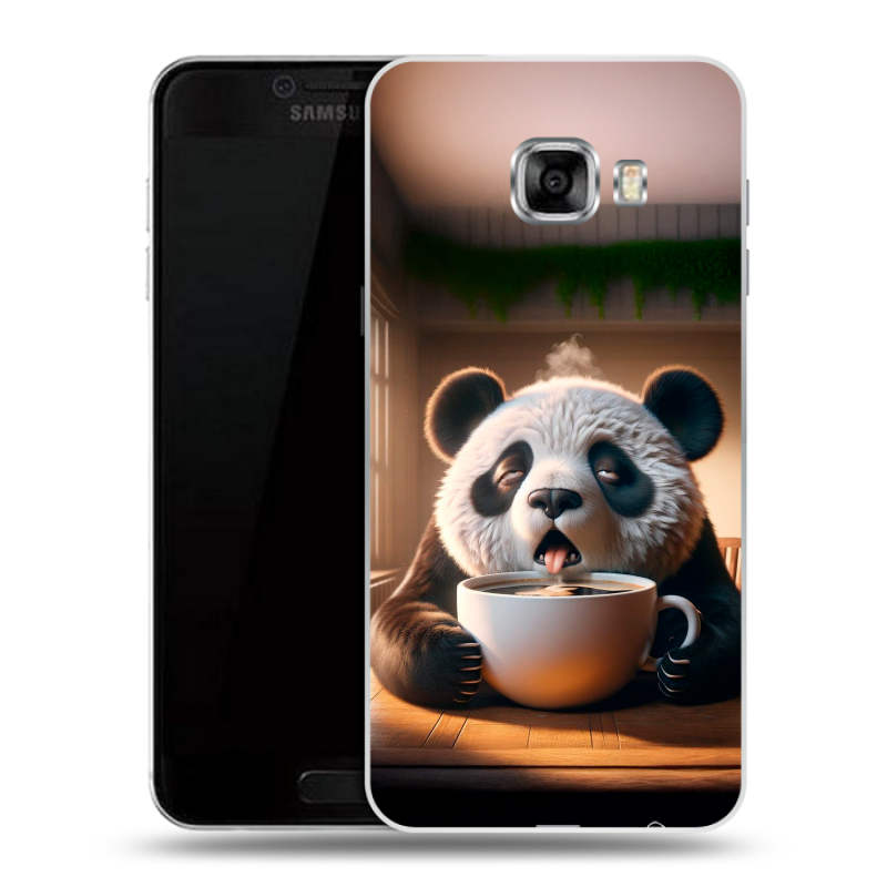 Пластиковый чехол на Samsung Galaxy C5 с принтом смешная панда Пластиковый чехол на Samsung Galaxy C5 с принтом смешная панда