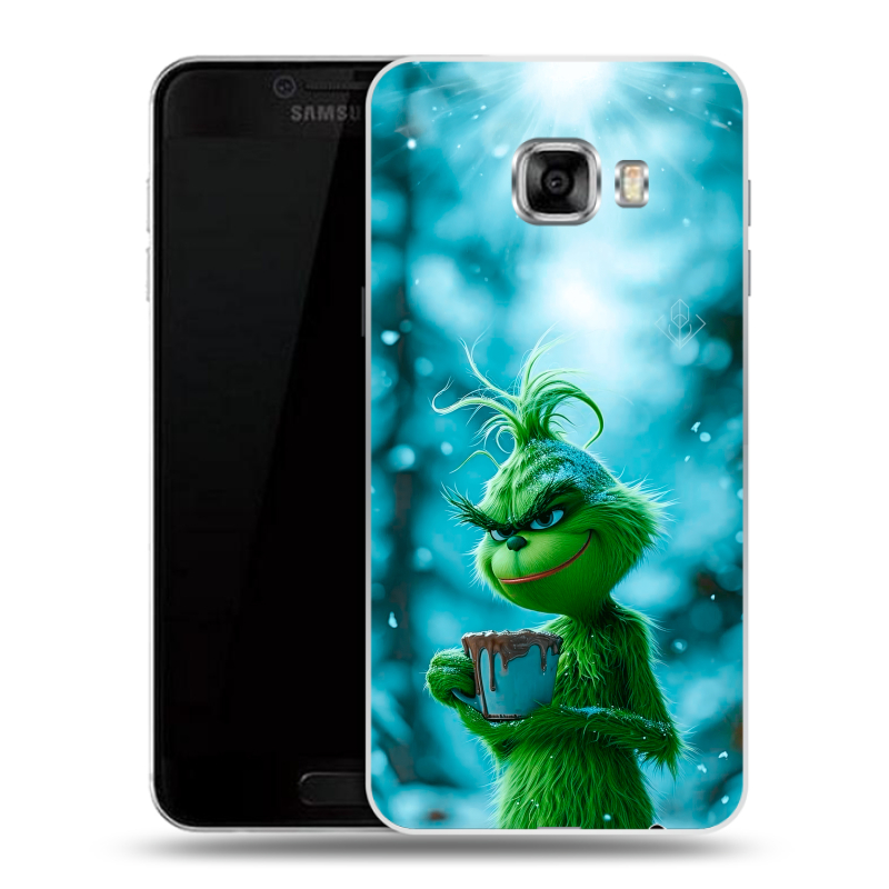 Силиконовый чехол на Samsung Galaxy C5 с принтом Новый год гринч Силиконовый чехол на Samsung Galaxy C5 с принтом Новый год гринч