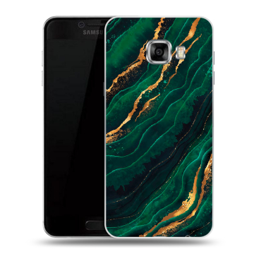 Пластиковый чехол на Samsung Galaxy C7 с принтом Мрамор зеленое золото Пластиковый чехол на Samsung Galaxy C7 с принтом Мрамор зеленое золото