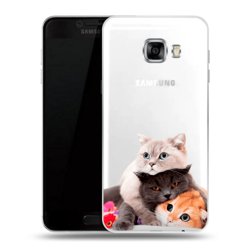 Пластиковый чехол на Samsung Galaxy C7 с принтом Кошки Пластиковый чехол на Samsung Galaxy C7 с принтом Кошки