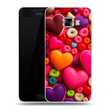 Пластиковый чехол на Samsung Galaxy C7 с принтом Сердечки Пластиковый чехол на Samsung Galaxy C7 с принтом Сердечки