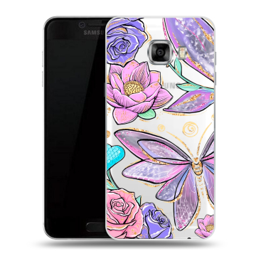 Пластиковый чехол на Samsung Galaxy C7 с принтом Бабочки и цветы Пластиковый чехол на Samsung Galaxy C7 с принтом Бабочки и цветы
