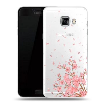 Пластиковый чехол на Samsung Galaxy C7 с принтом Ветка сакуры Пластиковый чехол на Samsung Galaxy C7 с принтом Ветка сакуры