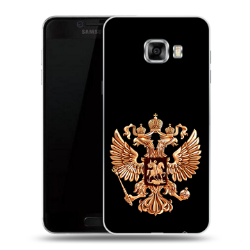 Пластиковый чехол на Samsung Galaxy C7 с принтом Герб России золотой