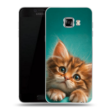 Пластиковый чехол на Samsung Galaxy C7 с принтом котенок